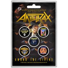 オフィシャル バンド缶バッジ アンスラックス ANTHRAX Among the Living 5個セット