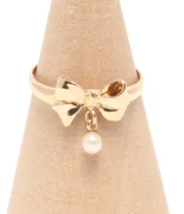 リング 指輪 K10 ベビーパール リボンモチーフ レディース SIZE 9号
