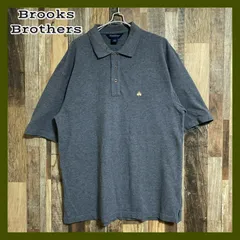 ブルックスブラザーズ 刺繍 ワンポイント グレー L メンズ 古着 半袖 ポロシャツ