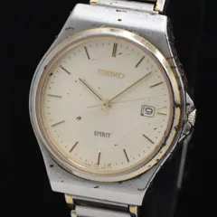 稼働 セイコー スピリット 7N22-7A20  デイト ラウンド QZ アイボリー文字盤 レディース腕時計 TKD 2000000 NSK