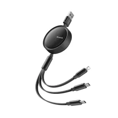 【新着商品】巻き取り式充電ケーブル 3in1 一方向も伸びる 1.2m 3.5A急速充電 3種類同時充電 i-Phoneケーブル USB-Cケーブル Micro USBケーブル 高速データ転送(ライトニングのみ) 強靭TPE外皮 Mcdodo アルミ合金外装