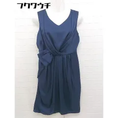 ◇ TIENS ecoute ティアンエクート ウエストリボン ノースリーブ 膝丈 ワンピース サイズM ネイビー レディース 【中古】 【1103290007496】のサムネイル
