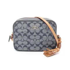 コーチ COACH ショルダーバッグ シグネチャー ミニ カメラバッグ C8666 デニムブルー キャンバス レザー シャンブレー ミニ カメラバッグ レディース Used A