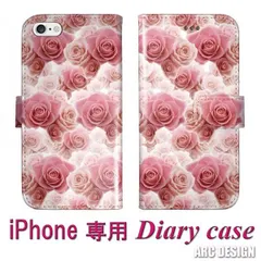 [iPhone11] iPhone16 Pro ケース 手帳型 スマホケース iPhone16 Plus iPhone16 Pro Max iPhone13 Mini iPhone12 Pro 11 スマホカバー 手帳 ブックレット バラ ピンク ローズピンク