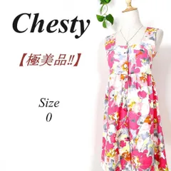 ✨極美品✨Chesty チェスティ フラワープリント ワンピース 花柄 ピンク 0 フレア ボタニカル柄 ノースリーブワンピース