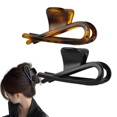 新品 shefun バンスクリップ 大きめ 黑 茶 2個セット ヘアクリップ 大人 12.5cm 特大 レディース ヘアクロー フランスクリップ しっかり 髪留め シンプル オフィス 強力 大 ヘア クリップ 髪飾り JP316 (A-叉状-黑と黄の豹柄)