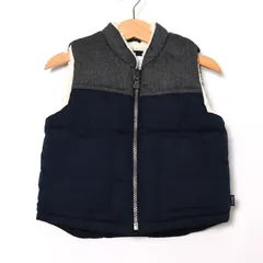 ギャップ ボアベスト 中綿入り アウター ベビー 男の子用 90サイズ ネイビー×グレー GAP 【中古】