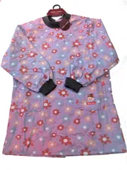 エプロン キッチン 秋冬モデル Smile mama スマイルママ 総裏フリース 背開き花柄ハイネック キルト割烹着 サービス品 パープル系 ゆったりサイズ 22583r