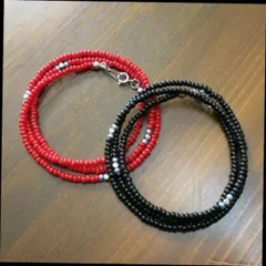 【2set】メタルビーズ ガラスビーズネックレス メンズ ネックレス