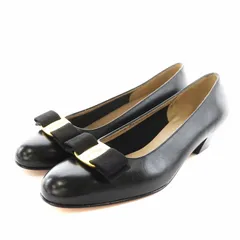 サルヴァトーレフェラガモ Salvatore Ferragamo ヴァラリボン パンプス アーモンドトゥ ヒール レザー 7 黒 ブラック 23028 /AN27 ■GY14