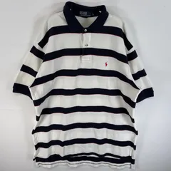 古着 90's/90年代 ポロバイラルフローレン Polo by Ralph Lauren 鹿の子 半袖 ポロシャツ ワンポイント ロゴ 刺繍 2ボタン 大きいサイズ XL  ホワイト系 マルチカラー メンズ