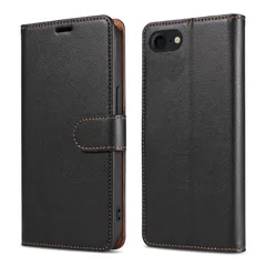 【特価セール】耐摩擦 薄型 MIL 軽量 全面保護 人気 マグネット式 耐衝撃 カード収納 手帳型 ケース スタンド機能 ケース 4.7インチ対応 ケース スマホケース iphone7 EUMADOVE iphone8 (Black 第2世代 buckle 第