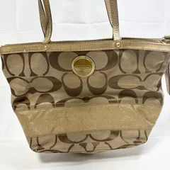 【送料無料】COACH/コーチ/トートバッグ/ハンドバッグ/ベージュ/F15112/シグネチャー/中古品