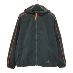 adidas アディダス ロゴプリント 長袖 フーディ ジャケット S ブラック トレーニング ジャケット メンズ 古着