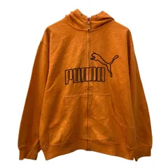 PUMA ロゴスウェット パーカー S オレンジ ブラック プーマ ジップアップ ビッグロゴ スポーティ 刺繍ロゴ 冬物 a709-6772