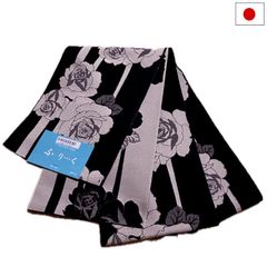半幅帯（薔薇柄：ブラック系）日本製 ロング 長尺 リバーシブル 細帯 浴衣 着物 小紋 レディース 女性 和装 和服