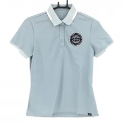 【美品】アディダス 半袖ポロシャツ ライトブルー×白 胸ワッペン レディース  ゴルフウェア adidas