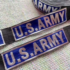 刺繍タグ　10枚セット　US ARMY　青色