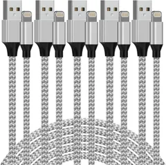 【人気商品】充電ケーブル 【５本セット 1/1/2/2/3M】ライトニングケーブル iPhone 超高耐久USB同期＆充電 急速充電ケーブル iPhone/iPad/iPod各種対応 (シルバーグレー)