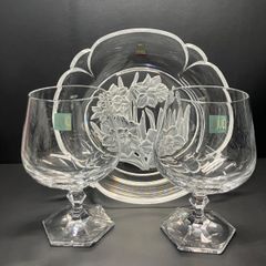 † HOYA クリスタル ブランデーグラス(美品！)・平皿セット！