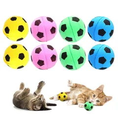 【人気商品】RuiChy 8個 スポンジ 猫おもちゃボール、 柔らかい 明るい色 フォーム サッカー おもちゃのボール、ノイズフリー 弾む ペット インタラクティブなおもちゃ 子猫 アクティビティチェイス静かな遊び咀嚼 運動玩具