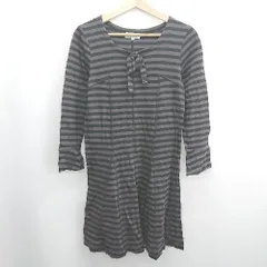 ◇ ⊂ SONIA RYKIEL ソニア リキエル ボーダー柄 長袖 ひざ丈 ワンピース サイズ38 チャコール系 レディース E  【1506300031861】のサムネイル