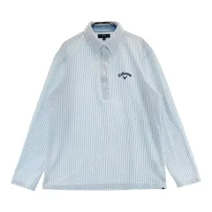 サイズ：LL CALLAWAY キャロウェイ  長袖ポロシャツ ボタンダウン ストライプ柄 ブルー系 [240101366525]# ゴルフウェア メンズ ストスト