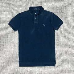 お宝90sラルフローレンインディゴ染めポロシャツL美品INDIGO藍染めコットン POLO Ralph Lauren BIG PONY Indigo Polo ポロ ラルフ