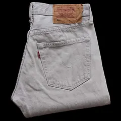 00s 英国製 Levi'sリーバイス 501 先染め カラーデニムパンツ カスタム ライトグレー W32★ユーロ オールド ジーンズ ストレート スリム