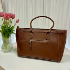 新品 大容量 トートバッグ ブラウン 合皮 自立型 A4収納可 レディース 通勤 通学 ゴールドファスナー付き 外ポケット付き 軽量 高見え 上品デザイン 高級 買い物バッグ 通学 通勤 ビジネスバッグ プレゼント 贈り物