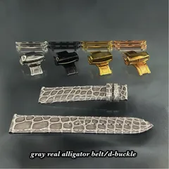 グロスグレー  アップルウォッチ ベルト バンド Dバックル付　リアルアリゲーター　ワニ革　本物ワニ