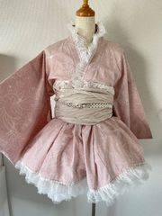 浴衣ドレス 大人 ピンク 姫ギャル 浴衣ドレス ピンク 帯セット 姫ギャル ロリィタ 平成 Y2K ピンク
