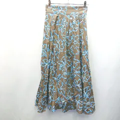 ◇ Techichi テチチ 花柄 フラワー 綺麗め ロング丈 フレア スカート サイズS ブラウン ブルー レディース E  【1404240025318】