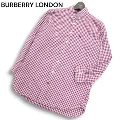 BURBERRY LONDON バーバリー ロンドン 秋冬 ホース刺繍★ アンゴラ混 長袖 ボタンダウン チェック ネル シャツ Sz.M メンズ