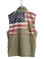 【お得なクーポン配布中!】 デニム&サプライ ラルフローレン M-65 タイプ フィールド ベスト メンズ XL / ポロ ミリタリー 星条旗 ヘリンボーン 重ね着 大きいサイズ