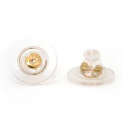 【迅速発送】落ちないピアスキャッチ 2個セット ダブルロック 下を向かない 大ぶり 大きい シリコン 18K K18 金属アレルギー対応 ゴールド シルバー ピアス レディース アクセサリー ゆうパケット配送1cm(ラージ ゴールド)