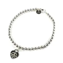 TIFFANY&Co. ティファニー シルバー925 リターントゥ ハート タグ ビーズ  ブレスレット 69683746 ダイヤモンド 5.8g 17.5cm レディース 中古 美品