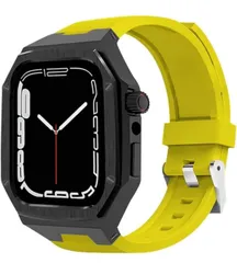 HUALIMEI　For Apple Watch Series 40ｍｍ41ｍｍ  44ｍｍ45ｍｍスポーツシリコンバンド 男性用 for Iwatch アクセサリー用メタルケース