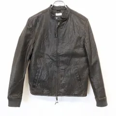 【中古】[印象B] nano・universe ナノユニバース 42 メンズ 薄手の中綿入り ライダース レザージャケット 長袖 豚革 ピッグスキン ダークブラウン こげ茶色