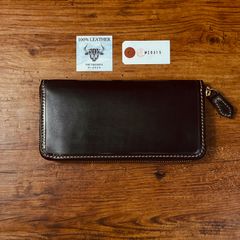 長財布 本革 ブライドルレザー ラウンドファスナー メンズ ヌメ革 手縫い
