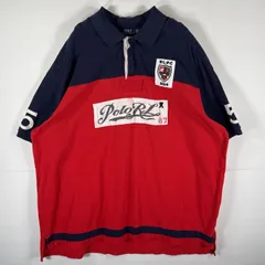 古着 ポロ・ラルフローレン POLO RALPH LAUREN 半袖シャツ ポロシャツ ツートンカラー 大きいサイズ ワッペン 肩パッチ 4XLT  レッド メンズ