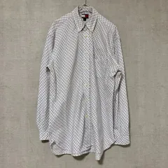 TOMMY HILFIGER 90s オールドトミー 長袖シャツ チェック柄 ワンポイント ホワイト【メンズM】