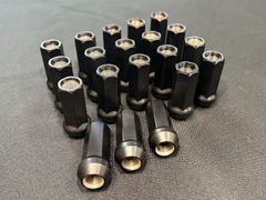 (カザマオート製）レーシングスチールホイールナット M12×P1.5 ブラック 貫通タイプ 48ｍｍ ロングタイプ 20本セット