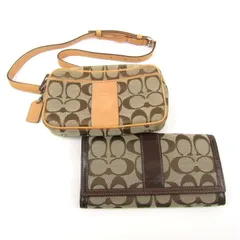 コーチ ボディバッグ・長財布 2点セット シグネチャー ウエストポーチ ウォレット ブランド まとめて レディース COACH 【中古】