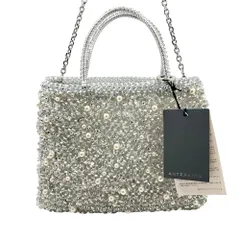 ANTEPRIMA アンテプリマ ワイヤーバッグ ペルラ グリッター ミディアム スクエア シルバー バッグ ショルダーバッグ 鞄 結婚式 パーティー レディース 女性用 ブランド ギフト プレゼント