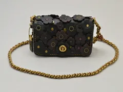 コーチ COACH チェーンショルダーバッグ レザー ディンキー ウィズ ティー ローズ 花 10510 黒 レディース u_s F-YA800