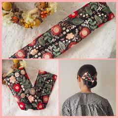 デフトバン　お団子メーカー　インド　刺繍リボン　花　赤　黒