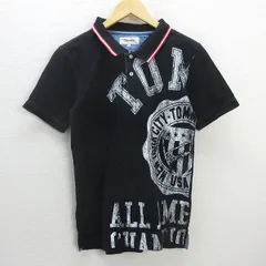 D■トミー/TOMMY ビッグロゴプリント 鹿の子地ポロシャツ【M】黒/MENS/98【中古】