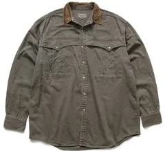 90s USA製 Calvin Kleinカルバンクライン コットンツイルシャツ グレーブラウン XL★オールド ビンテージ オーバーサイズ ビッグサイズ