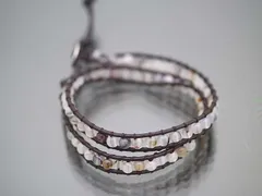 ラップブレス　ミックスメノウ４mm　２重巻き/天然石・ユニセックス